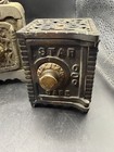 Lot 4 Antique Cast Iron Safe Still Banks Star National Fort Deposit Vintage 1900