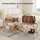 Set Of 2 Luggage Rack For Guest Room Folding Suitcase Stand W  Shoe Shelf