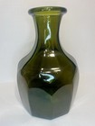 Mcm 12    Green Flashed Glass Decanter Bottle Vase Faceted Paneled Historic Repro