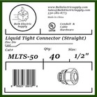 1 2  Metallic Liquid Tight Straight Connector   40 Pack   Zinc Die Cast