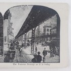 New York City Bowery Street Stereoview C1915 Manhattan Train Subway Bridge B236