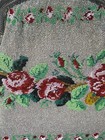 Antique Deco Beaded Purse W Silver-plated Floral Frame   Pink Roses Both Sides
