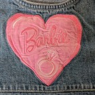 Vintage  rare  90s Barbie Denim Jean Dress With Pink Bows Toddler Girl Size 4