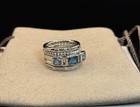 David yurman Sterling Blue Topaz Five Row Metro Cable Ring Size 7