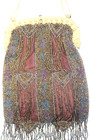 Antique C1910   1920 Art Nouveau Hand Beaded Metal Frame Purse As Is   0497