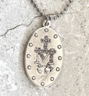 Miraculous Medal Necklace Pendant Virgin Mary Silver Blue Large 1-3 4  24  Chain
