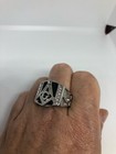 Vintage Gothic Stainless Steel Black Onyx Free Mason G Mens Ring
