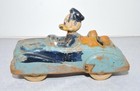 1940s Sun Rubber Donald Duck   Pluto Car     Vintage Disney Heavy Rubber Toy