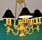 18 Light Chandelier French Country Bouillotte Brass With Ebony Tole Shades