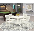 Pemberly Row 5-piece Wood Dining Table Set With Slat Back Chairs In White