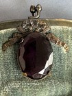 Vintage Velvet Clutch Purse Green Art Deco Style Large Jewel Clasp Antique Frame