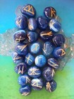 Blue Onyx Rune Set  Elder Futhark Rune Set  25 Engraved Stones  Onyx Runes
