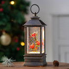 Christmas Snow Globe Lantern Water Glittering 10   Cardinal With Music   Timer 