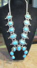 25  Magnificent Vintage Navajo Sterling Silver Turquoise Squash Blossom Necklace