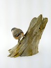 Ernie Muehlmatt Hand Carved Wooden Black Capped Chickadee On Wood As Is 5 25 In