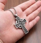 New Cross Jesus Irish Protection Triquetra Celtic Trinity Knot Pendant Necklace