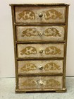 Large Vintage Italy Gold White  florentine Italian Antique Desk Jewelry Box Wood