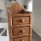 Vintage Wooden Apothecary Spice Drawer Cabinet Wall Hanging Drawers Oak