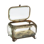 Antique French Beveled Glass And Brass Jewelry Casket Style Box