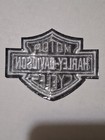 Embroidered Harley-davidson Shield Iron On Patch Gray And White