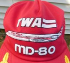 Vintage 1980 s Trans World Airlines Twa Md-80 Promotional Mesh Snapback Cap