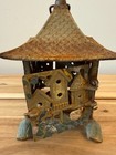 Vintage Cast Iron Japanese Style Oxidized Finish Pagoda Lantern Tea Light Holder