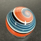 Contemporary Handmade Art Glass Marble 1  Blue Orange White Banded Swirl Mib
