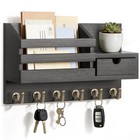 Wall Mount Key Holder With Drawer   6 Hooks - Stylish Organizer For Home Entrywa