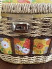 Vintage Sears Best Large Sewing Basket 1970   s Spring Floral   Wicker 13   x10   