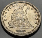 1860 Seated Liberty Quarter     Vf  xf Condition Toned      Better Date