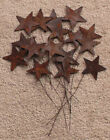 24 Primitive 2  Rusty Tin Stars On Wire Stem   For Crafting