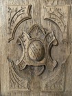 Antique Hand Carved French Wood Panel Cabinet Door Neo-gothic Motifs 19x15 5   