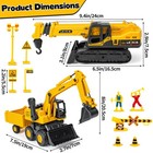 Kids Construction Toys For Boys - 3 In 1 Excavator  Crane And Dump Trucks Wit   