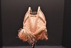 Vintage Antique Victorian French 8 5  Lamp Shade Embroidered W Fringe Crescent