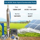 2hp 4  Ac dc 110-220v Solar Powered Hybrid Bore Deep Well Water Pump Submersible