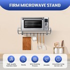 Microwave Oven Rack Wall Mount Stainless Steel Bracket 6 Hooks Kitchen Organizer