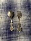 Rare Reed   Barton Marlborough Sterling Silver Baby Spoon   Fork Set 