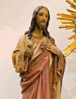 Sacred Heart Of Jesus   Circa 1850   Wood   45 Cm   Glass Eyes 