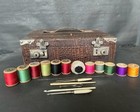 Old Vintage Sewing Kit Box Needle Thread Storage Case Wooden Box Sewing Storage