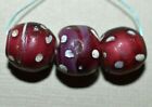Antique Venetian Red Lampwork Skunk White Eyes Italian Glass Beads African Trade