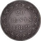 1882 H 20 Cent Newfoundland Canada Silver   Fine