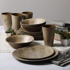 Gibson Home Woodlands 16-piece Round Melamine Dinnerware Set - Wood