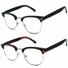 Retro Horned Rim Half Frame Browline Clear Full Lens Magnified Reading Glasses