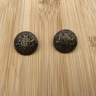 Vintage Blazer Buttons Set 8 Brass Heavyweight British Crest Metal 20mm 15mm