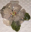 Vintage Oriental Carved Jade   Amethyst Stone Flower