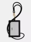 Coach Crossgrain Leather Id Lanyard Badge Holder Card Case - Black gold F57311