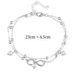 Women Ankle Bracelet Silver Anklet Foot Jewelry Retro Infinity Pearls 0915