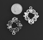 10 Silver Floral Wreath Links 2 Hole Connector Beads 28x25mm Jewelry Findings