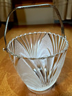 Vintage Mcm Pressed Glass Ice Bucket W Hammered Metal Handle 148