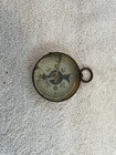 Antique Brass Cased Pocket Traveling Compass Needle Lock Lever Works As Is